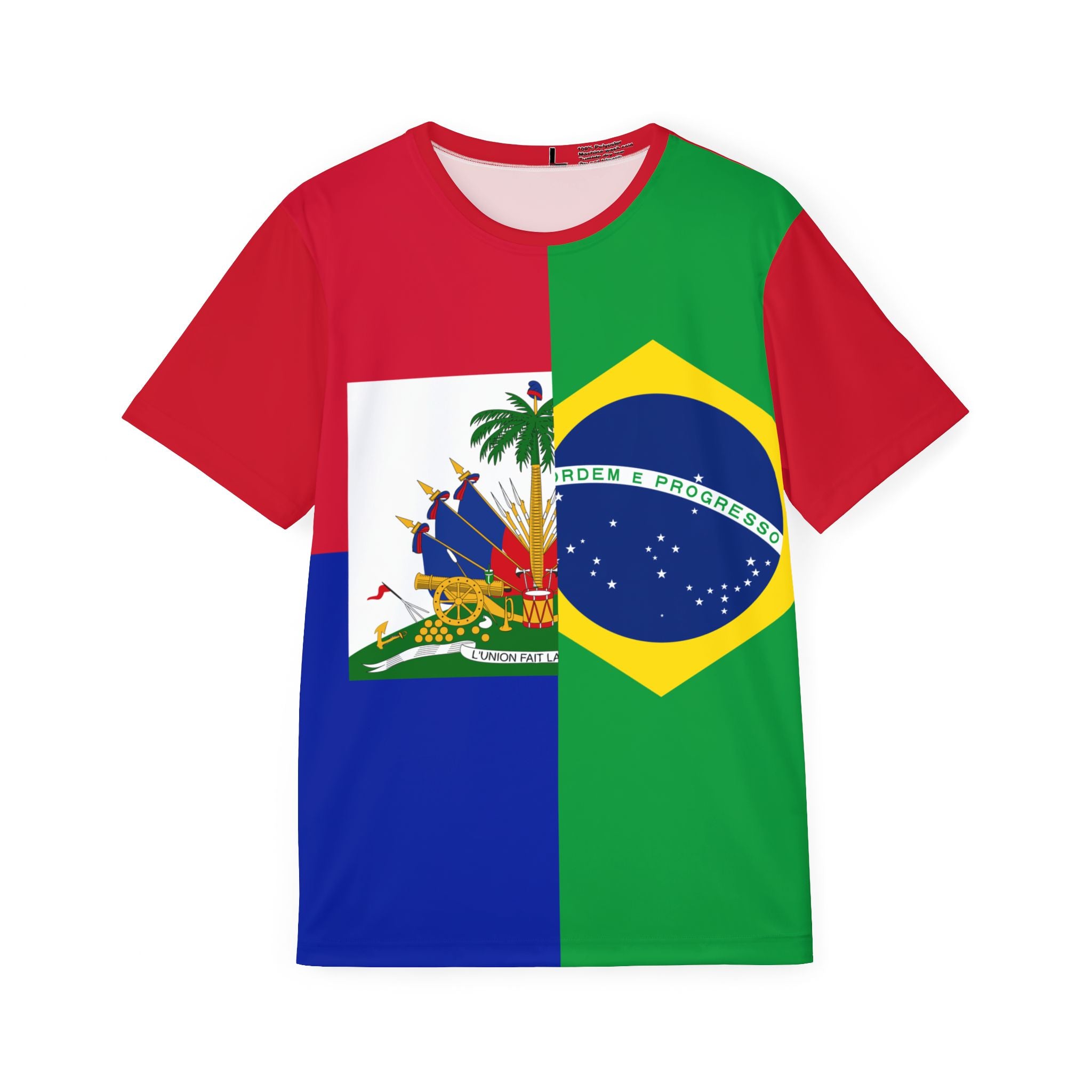 Haiti-Brazil Flag Split Soccer Men's Jersey