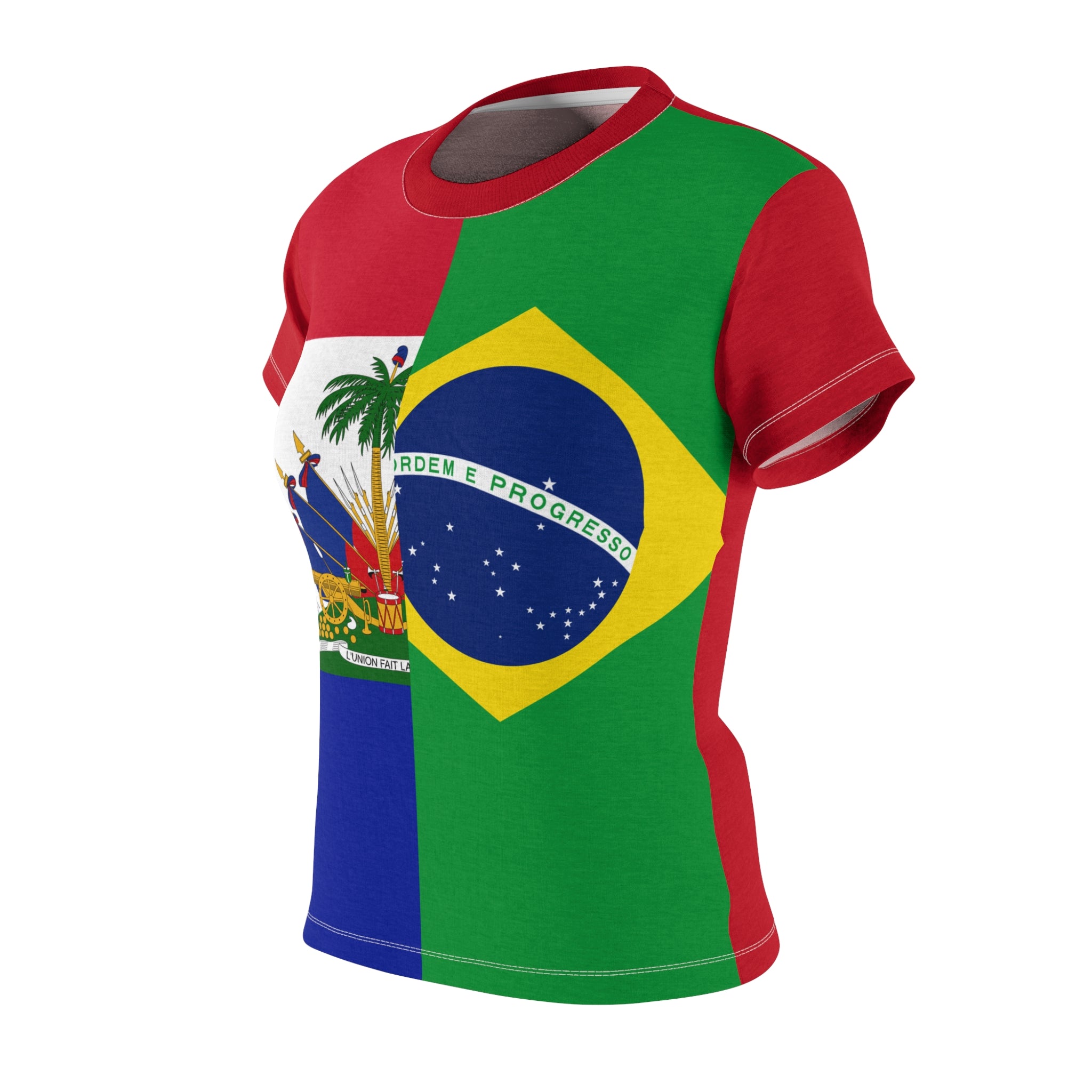 Haiti-Brazil Fusion Soccer Women's Tee - Patriotic Brazil Haiti Soccer Fan Shirt