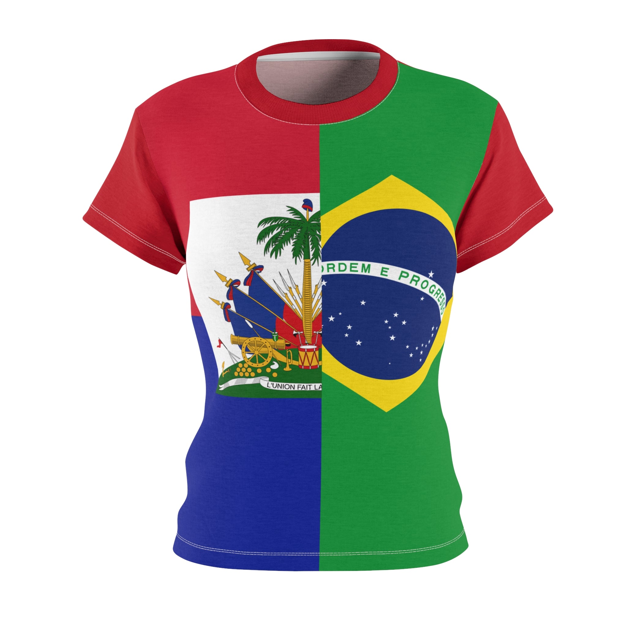 Haiti-Brazil Fusion Soccer Women's Tee - Patriotic Brazil Haiti Soccer Fan Shirt
