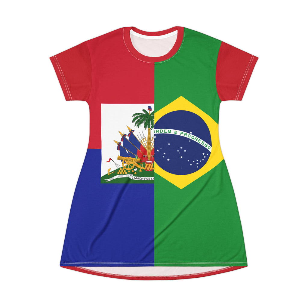 Haiti-Brazil Fusion Soccer Women's T-Shirt Dress
